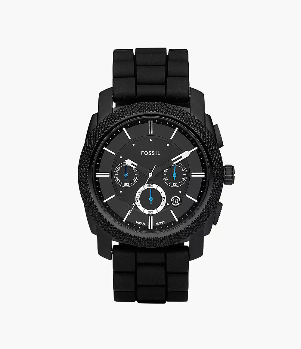 Fossil Machine Chronograph Black Silicone Watch - FS4487