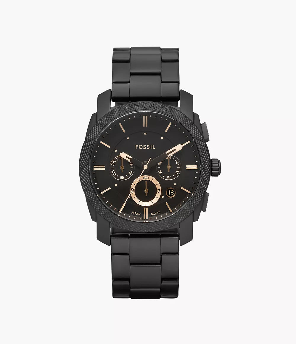 Fossil Machine Mid-Size Chronograph Black Stainless Steel Watch - FS4682