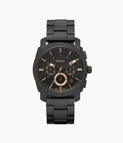 Fossil Machine Mid-Size Chronograph Black Stainless Steel Watch - FS4682